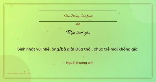 Thiệp sinh nhật cho bạn trai: Sao lấp lánh trên nền xanh lúa non