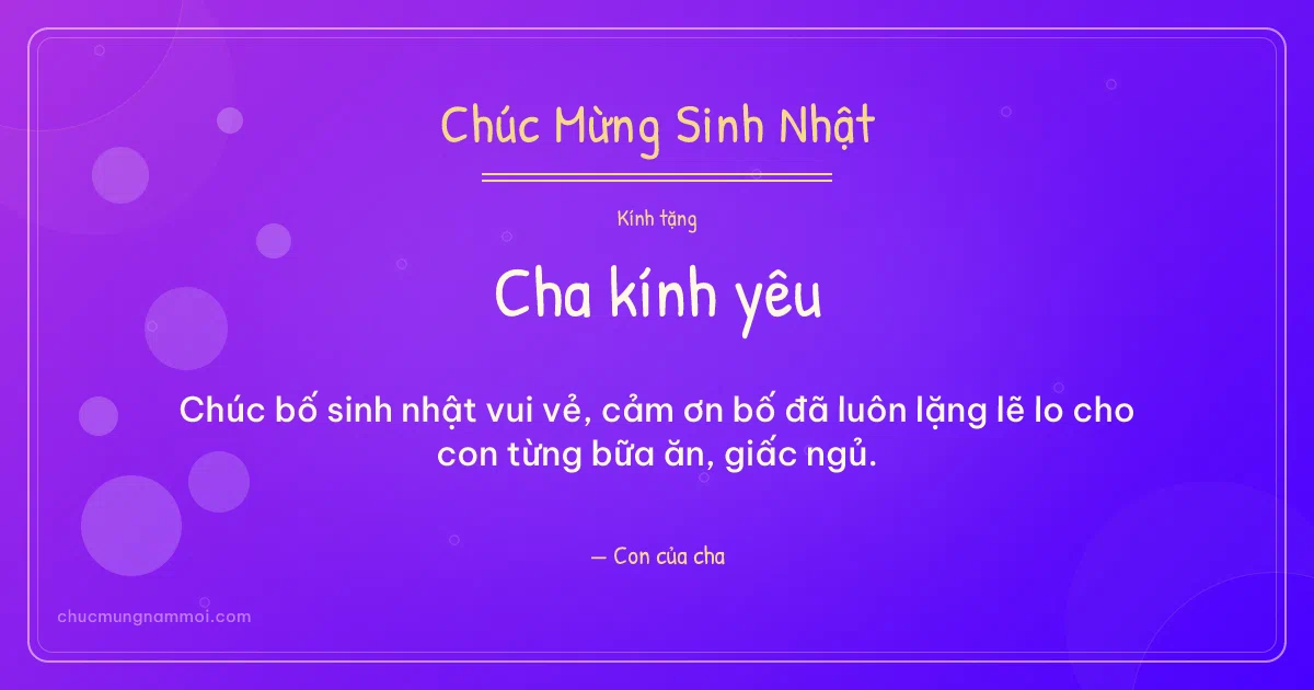 Thiệp cho cha: Bong bóng ngày sinh nhật trên nền tím thạch anh. Chúc bố sinh nhật vui vẻ… (Bản ngang)