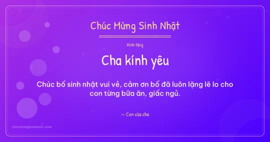 Thiệp cho cha: Bong bóng ngày sinh nhật trên nền tím thạch anh