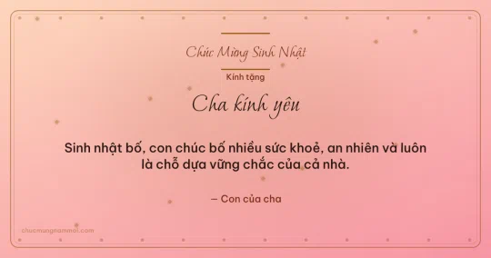 Thiệp sinh nhật cho cha: Kim tuyến tuổi mới trên nền hồng san hô