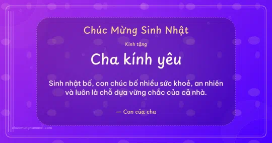 Thiệp sinh nhật cho cha: Bong bóng tuổi mới trên nền tím thạch anh