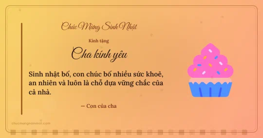 Thiệp sinh nhật cho cha: Bánh nướng nhỏ trên nền nắng sớm