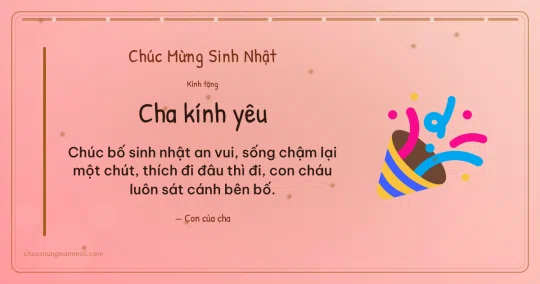 Thiệp sinh nhật: Pháo giấy tặng cha