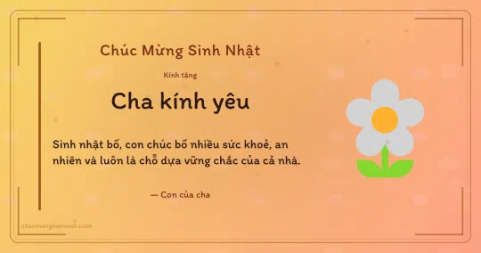 Thiệp sinh nhật cho cha: Bông hoa tuổi mới