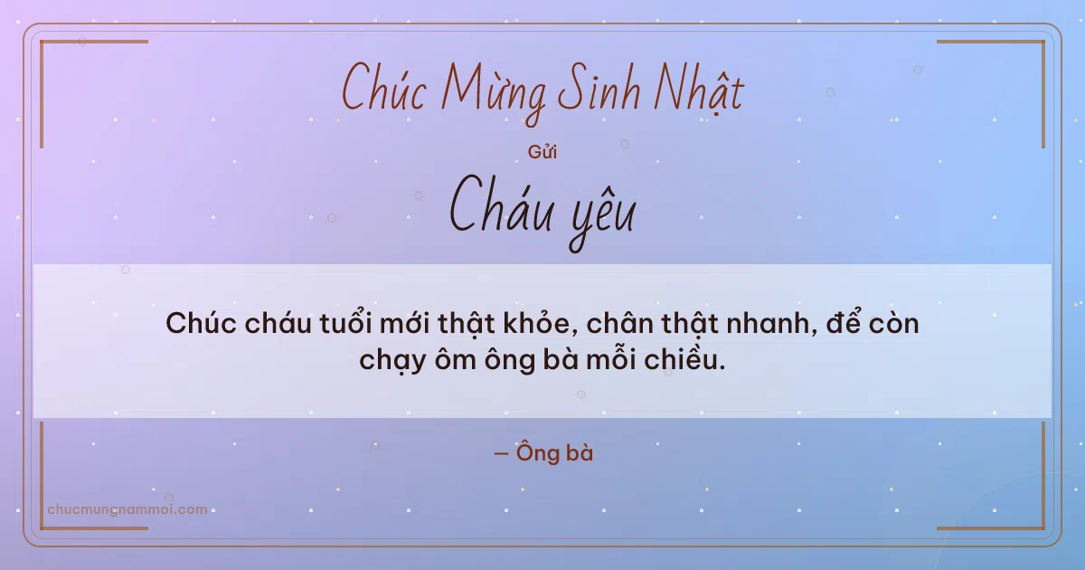 Thiệp sinh nhật cho cháu: Tử đằng tuổi mới. Chúc cháu tuổi mới thật khỏe, chân thật nhanh… (Bản ngang)