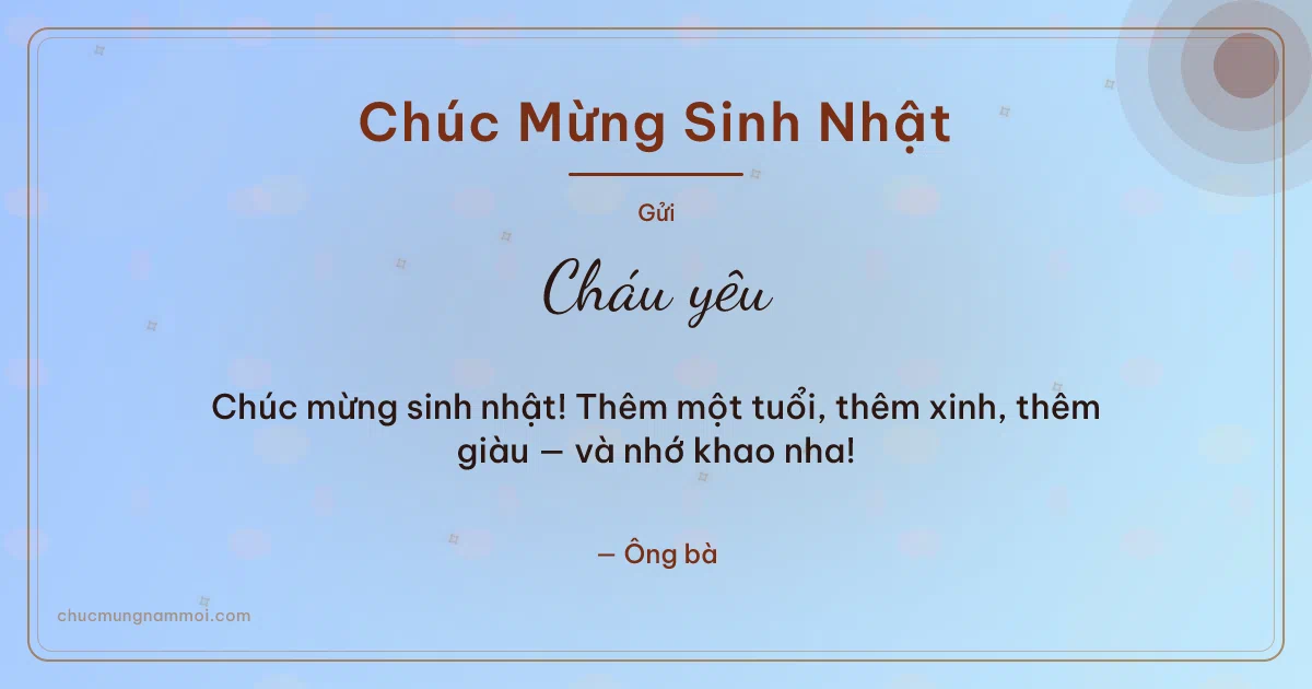 Thiệp sinh nhật cho cháu: Sao băng tuổi mới. Chúc mừng sinh nhật! Thêm một tuổi, thêm xinh, thêm giàu — v (Bản ngang)