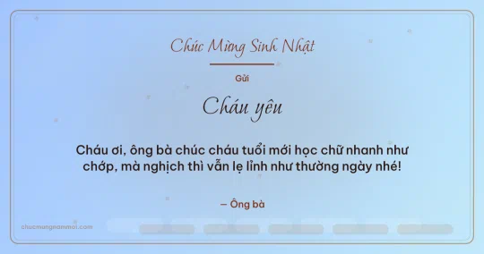Thiệp sinh nhật: Sao băng tặng cháu