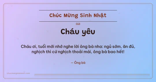 Thiệp sinh nhật: Bong bóng tặng cháu