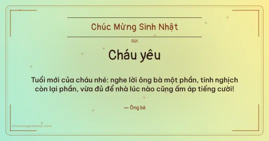 Thiệp sinh nhật cho cháu: Cốm non tuổi mới