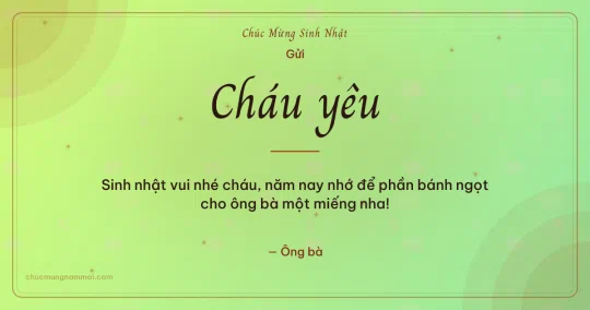 Thiệp sinh nhật cho cháu: Sao lấp lánh và vòng đồng tâm trên nền xanh lúa non
