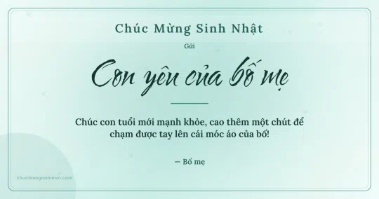 Thiệp sinh nhật cho con: Bong bóng tuổi mới trên nền xanh ngọc nước