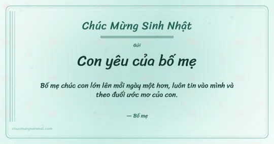 Thiệp sinh nhật cho con: Bong bóng và sọc dọc trên nền xanh ngọc nước