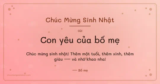 Thiệp sinh nhật: Kim tuyến tặng con