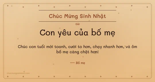Thiệp sinh nhật cho con: Sao lấp lánh và hạt chấm trên nền vàng mật ong