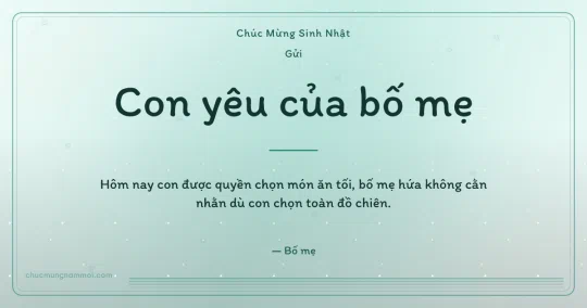 Thiệp sinh nhật cho con: Xanh ngọc nước vui tươi