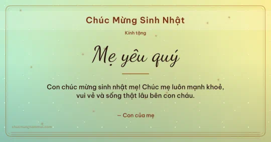 Thiệp sinh nhật cho mẹ: Cốm non vui tươi