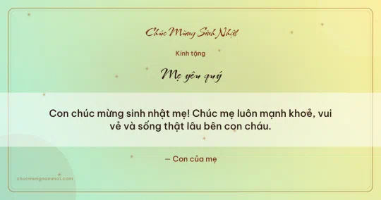 Thiệp sinh nhật cho mẹ: Sao lấp lánh tuổi mới
