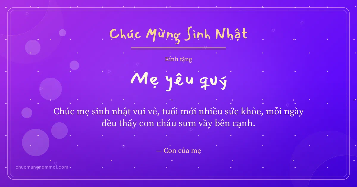 Thiệp sinh nhật cho mẹ: Bong bóng và trời sao. Chúc mẹ sinh nhật vui vẻ, tuổi mới nhiều sức khỏe… (Bản ngang)