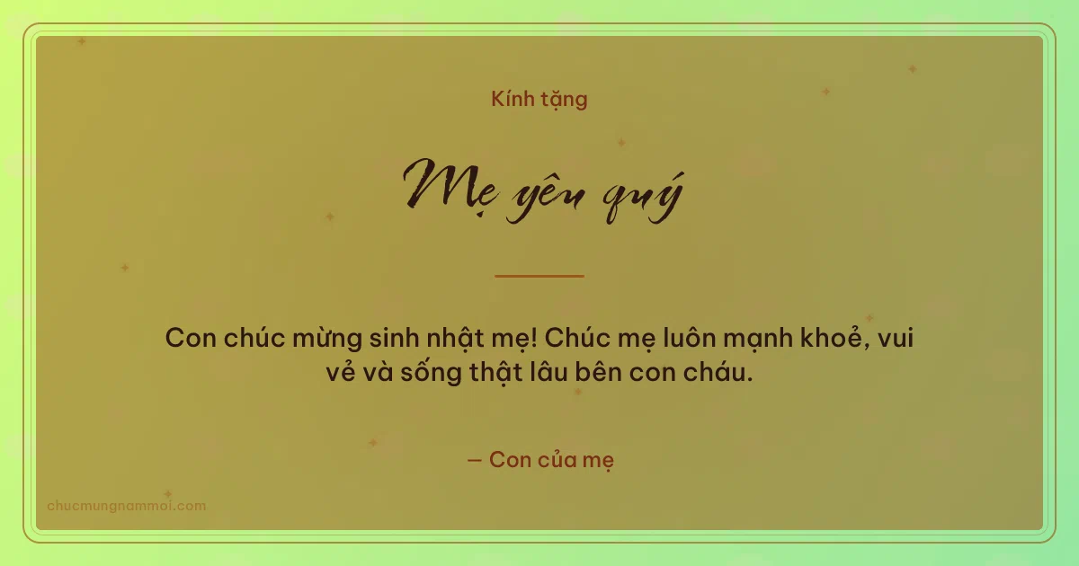 Thiệp sinh nhật cho mẹ: Lúa non tươi mới. Con chúc mừng sinh nhật mẹ! Chúc mẹ luôn mạnh khoẻ, vui vẻ v (Bản ngang)