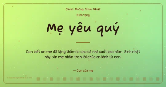 Thiệp sinh nhật cho mẹ: Sao lấp lánh và ô vuông nhỏ trên nền xanh lúa non