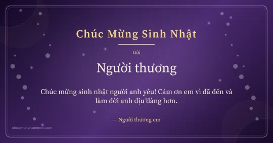 Thiệp sinh nhật cho người yêu: Mưa chấm trên nền tím đêm