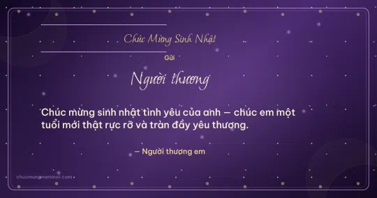 Thiệp sinh nhật cho người yêu: Tím đêm tươi mới