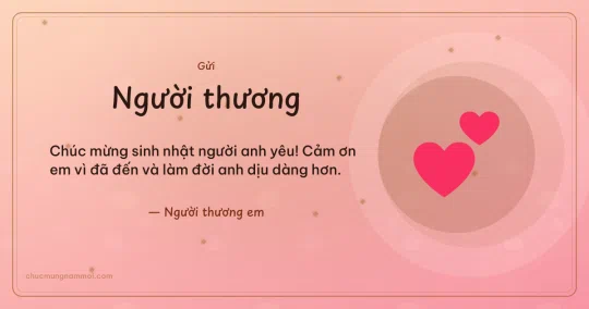 Thiệp sinh nhật cho người yêu: Hai trái tim trên nền hồng san hô