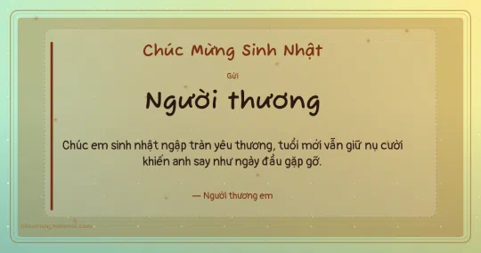 Thiệp sinh nhật cho người yêu: Sao lấp lánh tuổi mới trên nền xanh cốm