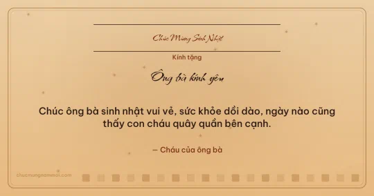 Thiệp sinh nhật cho ông bà: Sao lấp lánh và ô vuông nhỏ trên nền vàng mật ong