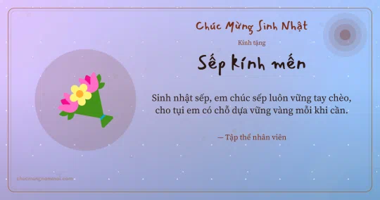 Thiệp sinh nhật cho sếp: Bó hoa trên nền tím tử đằng