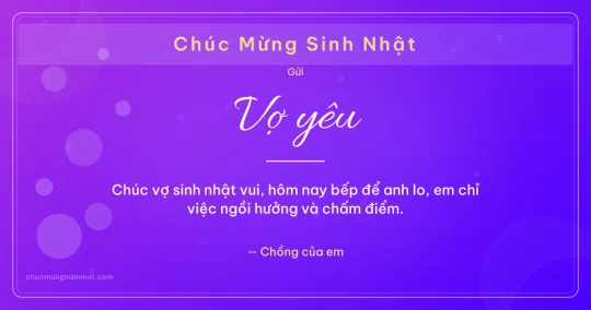 Thiệp sinh nhật cho vợ: Bong bóng tươi mới trên nền tím thạch anh