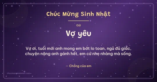Thiệp sinh nhật cho vợ: Tím đêm vui tươi