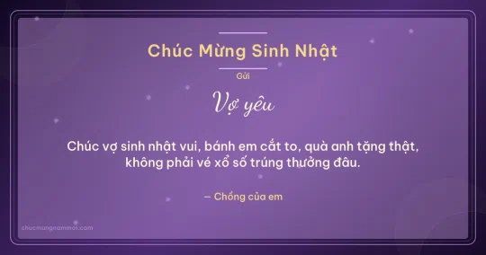 Thiệp sinh nhật cho vợ: Tím đêm tuổi mới