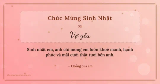 Thiệp sinh nhật cho vợ: Kim tuyến tuổi mới trên nền hồng phấn