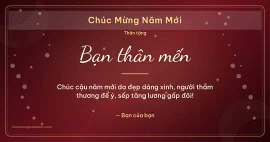 Thiệp Tết cho bạn bè: Mưa chấm đón xuân trên nền đỏ son