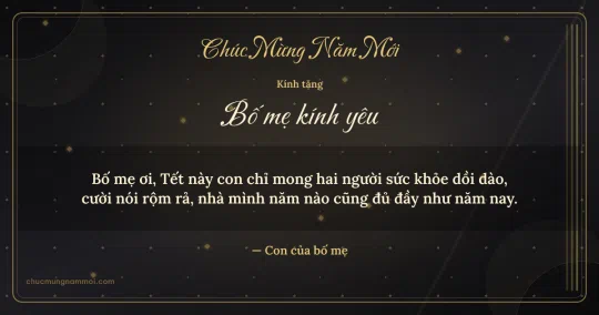 Thiệp Tết cho bố mẹ: Đen vàng kim trang nhã