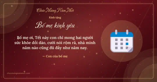 Thiệp Tết cho bố mẹ: Tờ lịch trên nền đỏ son