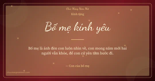 Thiệp cho bố mẹ: Kim tuyến ngày Tết trên nền đỏ son