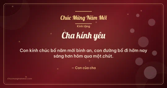 Thiệp Tết cho cha: Bong bóng và sao lấp lánh trên nền đỏ son