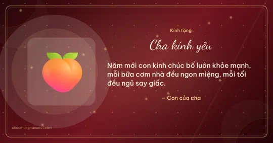 Thiệp Tết cho cha: Quả đào đón xuân
