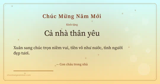 Thiệp Tết cho gia đình: Sao lấp lánh tặng cả nhà