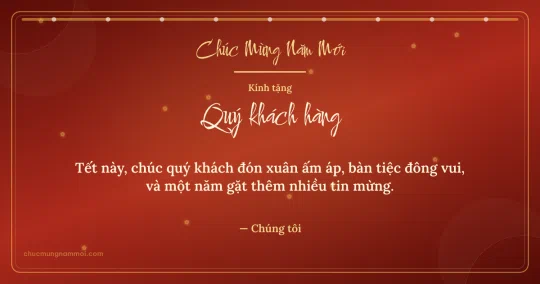 Thiệp Tết cho khách hàng: Đỏ son vàng kim ấm áp
