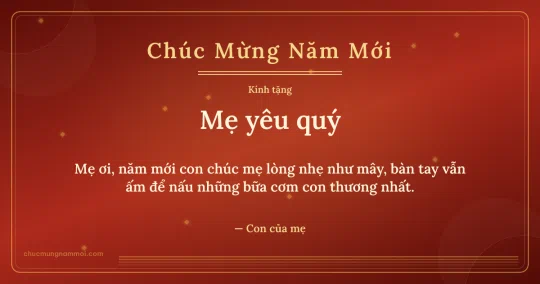 Thiệp Tết cho mẹ: Đỏ son vàng kim trang nhã