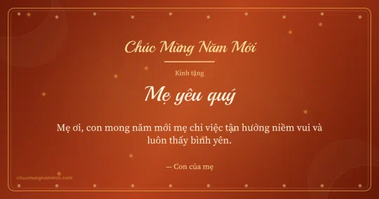 Thiệp Tết cho mẹ: Kim tuyến trên nền đỏ gấc