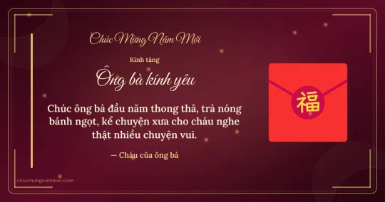 Thiệp Tết: Bao lì xì tặng ông bà