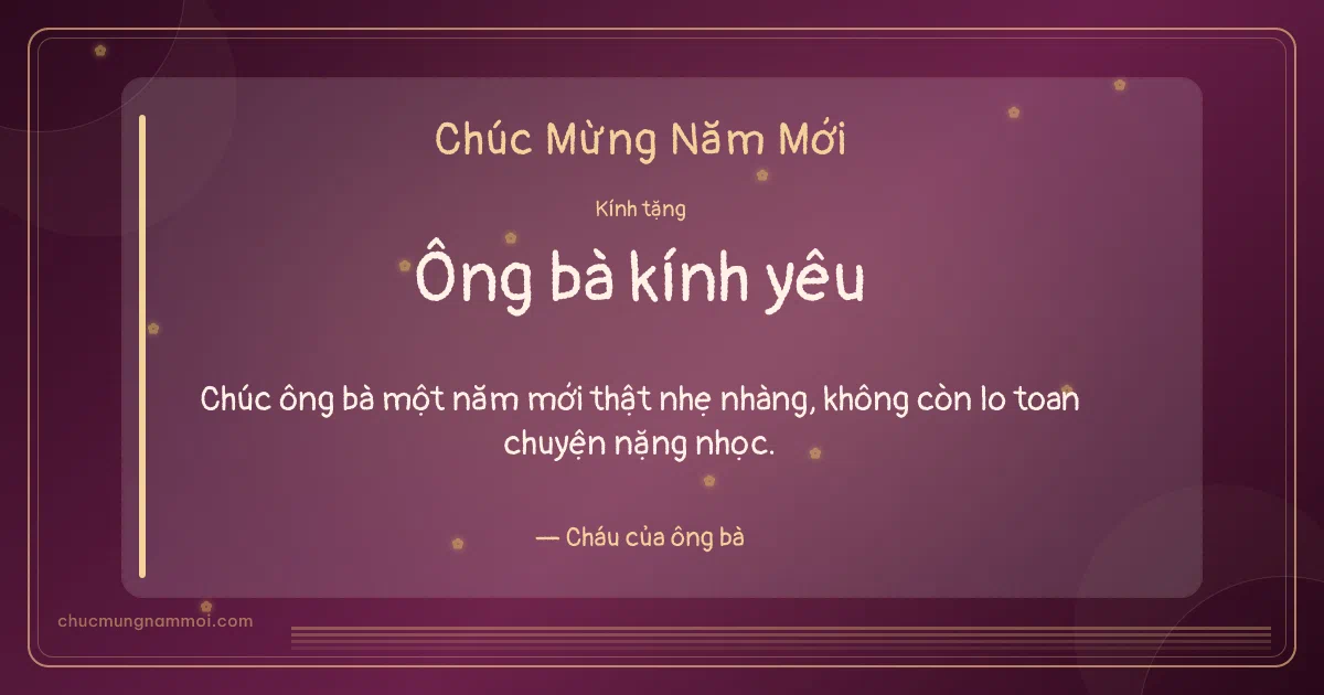 Thiệp Tết cho ông bà: Mai vàng đón xuân trên nền rượu vang. Chúc ông bà một năm mới thật nhẹ nhàng… (Bản ngang)