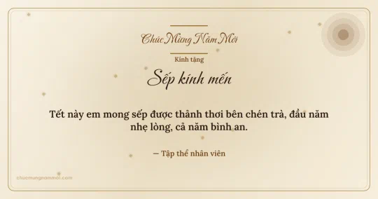 Thiệp Tết cho sếp: Kim tuyến và nắng mai trên nền giấy điệp