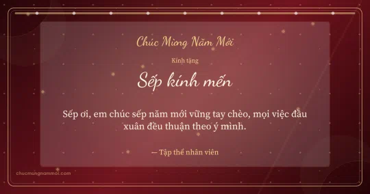 Thiệp Tết cho sếp: Kim tuyến và chuỗi chấm trên nền đỏ son