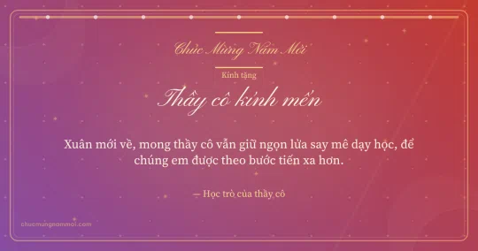 Thiệp Tết cho thầy cô: Sao lấp lánh và chuỗi chấm trên nền tím mận