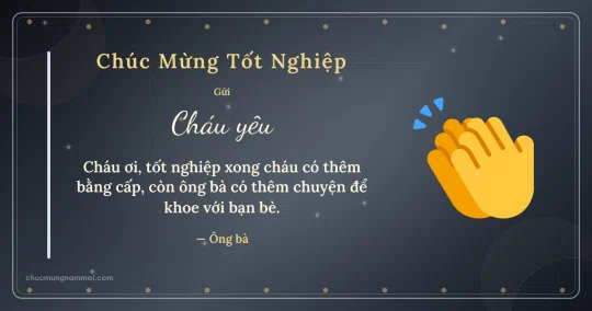 Thiệp tốt nghiệp cho cháu: Tràng vỗ tay trên nền xám bạc